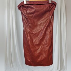 Dynamite Red Faux Leather Strapless Mini Dress